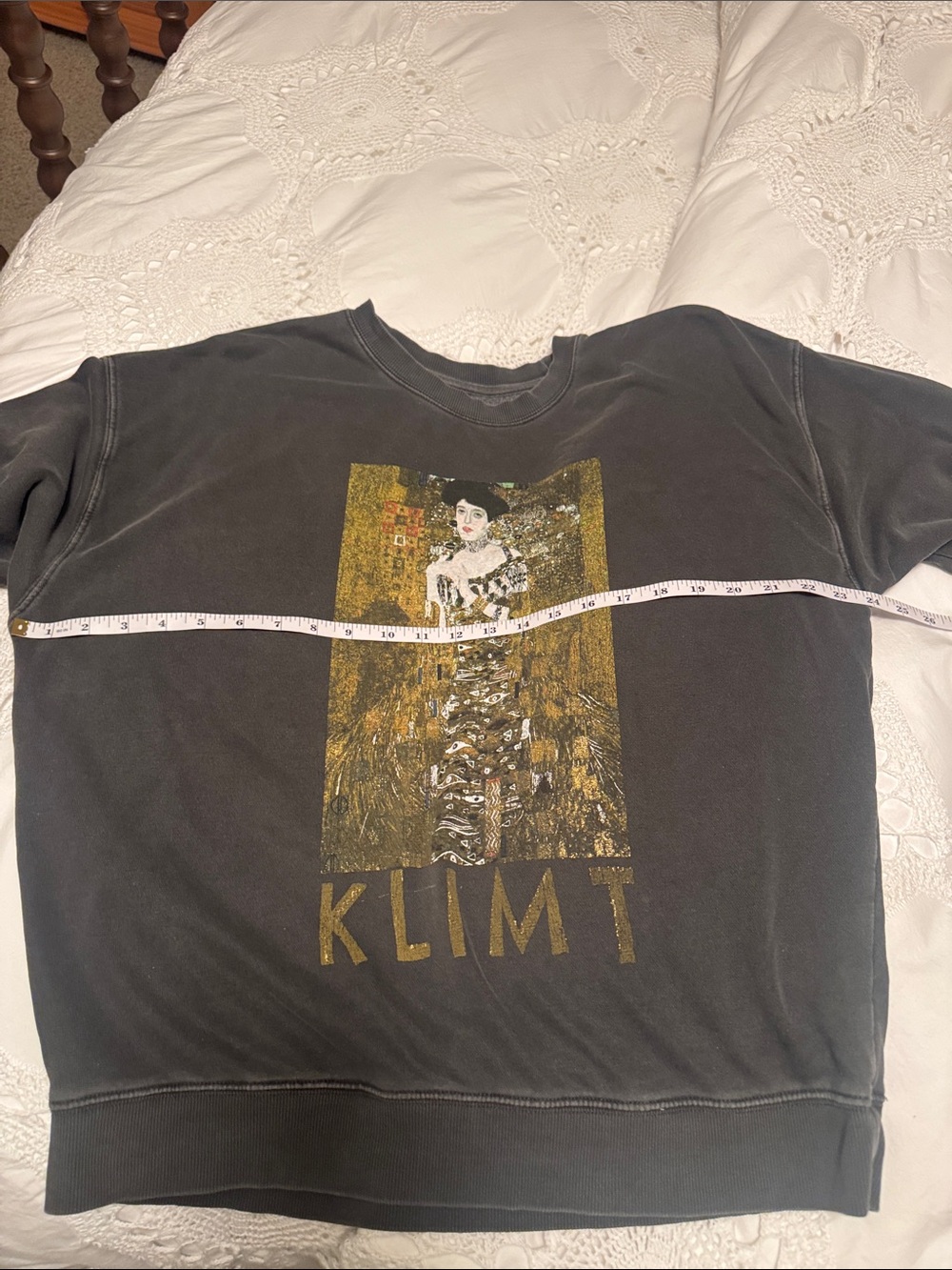 Black Klimt Graphic Crewneck Sweatshirt with Gold Print